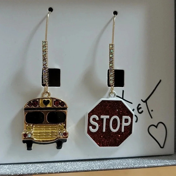 NWT Betsey Johnson School Bus Earrings - Picture 2 of 3